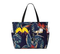 FBGHHTY Hawaii Tropical Flower Print Waterproof Beach Travel Bag Lightweight Summer Vacation Camping Outdoor Activities