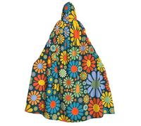FBGHHTY Hippie Pattern Print Hooded Cape For Adults Carnival Themed Cloak Cosplay Costume Masquerade Wedding