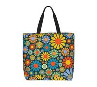 FBGHHTY Hippie Pattern Print Large Capacity Shoulder Bag For Women Reusable Lightweight Commute Everyday Tote