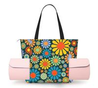 FBGHHTY Hippie Pattern Print Women'S One Shoulder Yoga Bag Gym Tote Workout Travel Beach Large Capacity