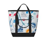 FBGHHTY Hockey Elements Creative Patternedprint Women Men Large Capacity Insulated Tote Bag For Grocery Lunch Picnic Beach Outdoor Adventures