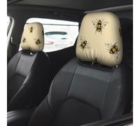 FBGHHTY Honey Bee Print 2 Pcs Car Headrest Cover Soft Comfort Seat Cushion Accessories Daily Family Decor