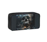 Fbghhty Horror Ghost Skull Print Large-Capacity Pen Case Lightweight Stationery Organizer Pouch Office Daily Wear