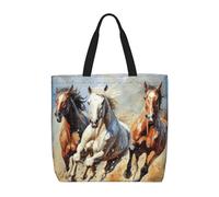 FBGHHTY Horses Running Art Print Lightweight Tote Comfortable Bag Reusable Eco-Friendly Grocery Travel Beach Work