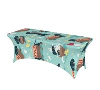 FBGHHTY Hot Dogs And Lemonade Print Elastic Rectangular Tablecloth For Banquet Wedding Party Washable Table Cover