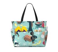 FBGHHTY Hot Dogs and Lemonade Print Waterproof Beach Travel Bag Lightweight Summer Vacation Camping Outdoor Activities