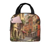 FBGHHTY Italian Street Print Functionality Lunch Bag Reusable Pouch Keep Food Warm School Picnics Adults Kids