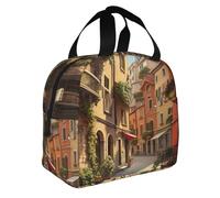 FBGHHTY Italian Street Print Insulated Lunch Bag Meals Drinks Beverages Kids Teenagers Students Travel School