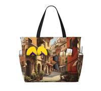 FBGHHTY Italian Street Print Waterproof Beach Travel Bag Lightweight Summer Vacation Camping Outdoor Activities