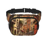 FBGHHTY Italian Street Print Workout Accessory Square Double Layer Waist Bag Trendy Travel for Men and Women