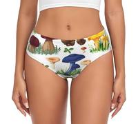 FBGHHTY Japanese Painting mushroom Print Ladies Briefs Breathable Flexibility Underwear Full Coverage Softness Daily Routine Black
