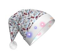 FBGHHTY London Print Led Christmas Hat For Adults Holiday Xmas Hats Party Supplies And Decorations