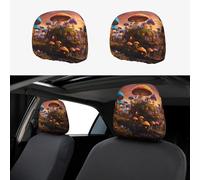FBGHHTY Magic Mushroom Print 2 Pcs Car Headrest Cover Soft Comfort Seat Cushion Accessories Daily Family Decor