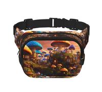 FBGHHTY Magic Mushroom Print Workout Accessory Square Double Layer Waist Bag Trendy Travel for Men and Women