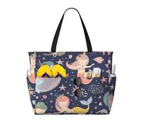FBGHHTY Mermaid in the Ocean Print Waterproof Beach Travel Bag Lightweight Summer Vacation Camping Outdoor Activities