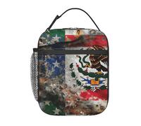 FBGHHTY Mexican American Flag Print Stylish Portable Tote Lunch Bag Versatile All Seasons Picnic Meal Bags Work School