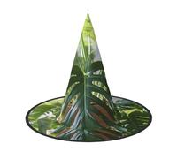 FBGHHTY Monstera Deliciosa Banana Palm Print Unisex Halloween Witch Hat Foldable For Carnivals Masquerades And Cosplay Events