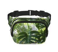 FBGHHTY Monstera Deliciosa Banana Palm Print Workout Accessory Square Double Layer Waist Bag Trendy Travel for Men and Women