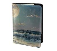 FBGHHTY Moon and Sea Print Men and Women Stylish 5.5in Passport Travel Document Wallet Case Secure Accessory