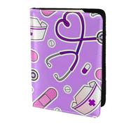FBGHHTY Nurse Pattern Purple Print Men and Women Stylish 5.5in Passport Travel Document Wallet Case Secure Accessory