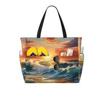 FBGHHTY Ocean Sunset Scenery Print Large Capacity Beach Travel Bag Unisex Waterproof Lightweight Tote Vacation Camping