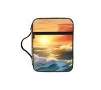 FBGHHTY Ocean Sunset Scenery Print Soft Bible Storage Bag Scripture Holder Waterproof for Worship Travel Devotional
