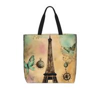 FBGHHTY Paris Eiffel Tower Print Lightweight Tote Comfortable Bag Reusable Eco-Friendly Grocery Travel Beach Work