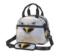 FBGHHTY Patriotic Bald Eagle with American Flag Print Stylish Insulated Lunch Bag Large Capacity Cooler Tote Pocket Meals Drinks Snacks