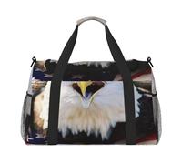 FBGHHTY Patriotic Bald Eagle With American Flag Print Versatile Hand Lightweight Tote Foldable Women Men Outdoor Shoulder Travel Bag