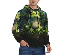 FBGHHTY Peace Frog Tree Print Mens Hooded Sweatshirts Casual Wear Warm Soft Pullover For Autumn Winter Spring Black