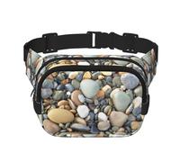 FBGHHTY Pebble Stone Print Workout Accessory Square Double Layer Waist Bag Trendy Travel for Men and Women