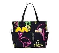 FBGHHTY Pineapple Banana Flamingo Print Waterproof Beach Travel Bag Lightweight Summer Vacation Camping Outdoor Activities