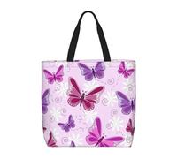 FBGHHTY Pink Butterfly Print Lightweight Tote Comfortable Bag Reusable Eco-Friendly Grocery Travel Beach Work