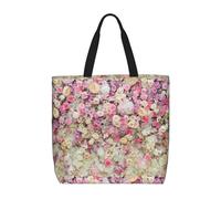 FBGHHTY Pink Flower Group Print Lightweight Tote Comfortable Bag Reusable Eco-Friendly Grocery Travel Beach Work