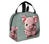 FBGHHTY Pink Pig Print Insulated Lunch Bag Meals Drinks Beverages Kids Teenagers Students Travel School