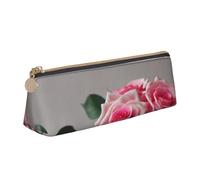FBGHHTY Pink Rose Print Student Pencil Case Large Capacity Triangle Pouch Daily Essentials School College