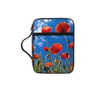 FBGHHTY Poppies On Blue Sky Print Soft Bible Storage Bag Scripture Holder Waterproof for Worship Travel Devotional