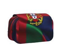 FBGHHTY Portuguese Flag Print Convenience Pen Case Cute Zipper Pouch Makeup Stationery Organizer Travel Office