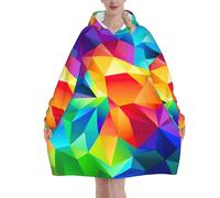 FBGHHTY Rainbow Geometric Print christmas Oversized Blanket Hoodie Soft Warm Winter Holiday Wearable Blankets