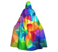 FBGHHTY Rainbow Geometric Print Halloween Hooded Cloak Full Length Adult Unisex Carnival Cloaks With For Cosplay