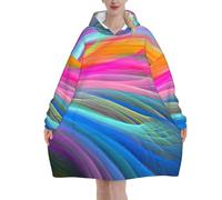 FBGHHTY Rainbow Ocean Print christmas Oversized Blanket Hoodie Soft Warm Winter Holiday Wearable Blankets