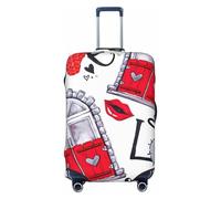 Fbghhty Red Heart Lips and Love Print Universal Suitcase Cover for Travel Elastic Washable Travel Cover Luggage Protector