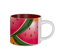FBGHHTY Ripe Watermelon Slice Print Large Capacity Ceramic Mugs 3.5 X 3.74in Coffee Adults Home Office Gift Cup