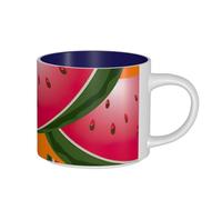 FBGHHTY Ripe Watermelon Slice Print Large Capacity Ceramic Mugs 3.5 X 3.74in Coffee Adults Home Office Gift Cup