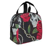 FBGHHTY Rose Skull Eyes Print Insulated Lunch Bag Meals Drinks Beverages Kids Teenagers Students Travel School
