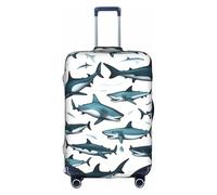 Fbghhty Shark Pattern with Various Gestures Print Universal Travel Suitcase Cover Elastic Luggage Protector Waterproof Dustproof