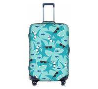 Fbghhty Shark with Sun Glass Print Universal Travel Suitcase Cover Elastic Luggage Protector Waterproof Dustproof