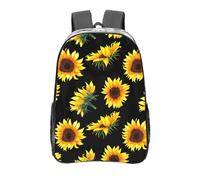 FBGHHTY Sunflower Blooming Flowers Plants Black And Yellow Print Transparent Backpack Large Clear Pvc Bag School Student Men Women Work Travel