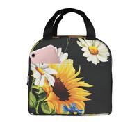 FBGHHTY Sunflowers Chamomile Print Functionality Lunch Bag Reusable Pouch Keep Food Warm School Picnics Adults Kids