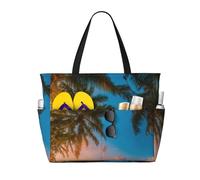 FBGHHTY Sunset Hawaiian Palm Tree Print Waterproof Beach Travel Bag Lightweight Summer Vacation Camping Outdoor Activities